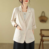 Artistic Retro Solid Color Loose-fitting Versatile Suit Top