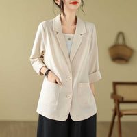 Artistic Retro Solid Color Loose-fitting Versatile Suit Top