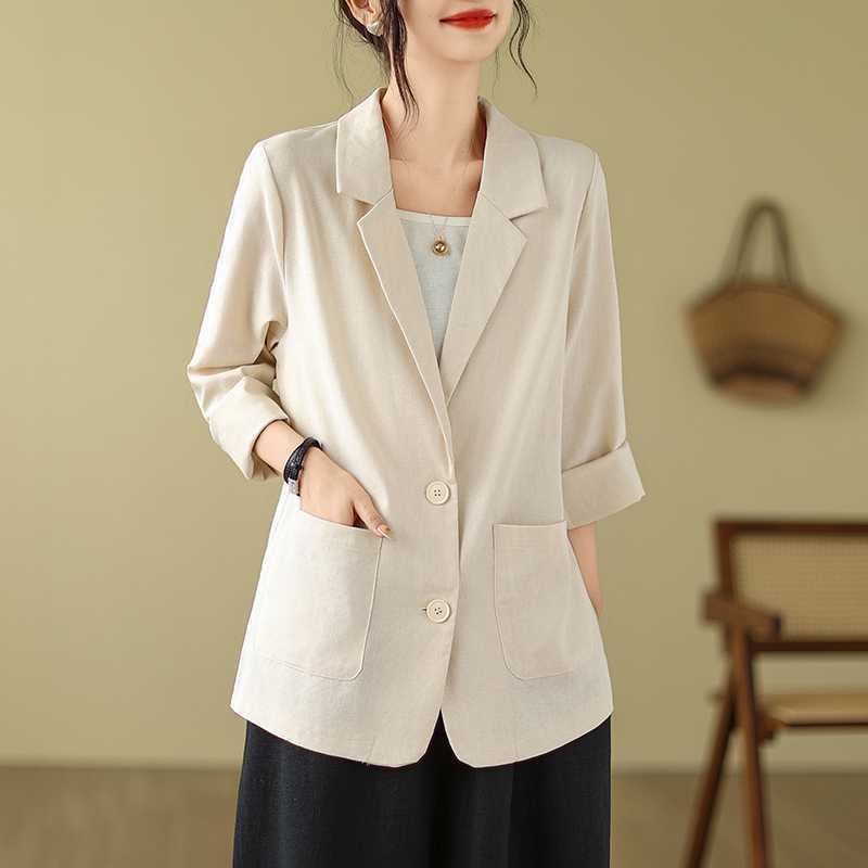Artistic Retro Solid Color Loose-fitting Versatile Suit Top