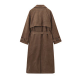 Women's Double Button Lapel Long Jacket Trench Coat