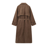 Women's Double Button Lapel Long Jacket Trench Coat