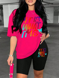 Colored Letters Printing Shirt & Shorts