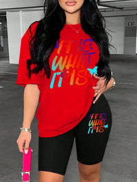 Colored Letters Printing Shirt & Shorts