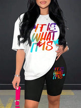 Colored Letters Printing Shirt & Shorts