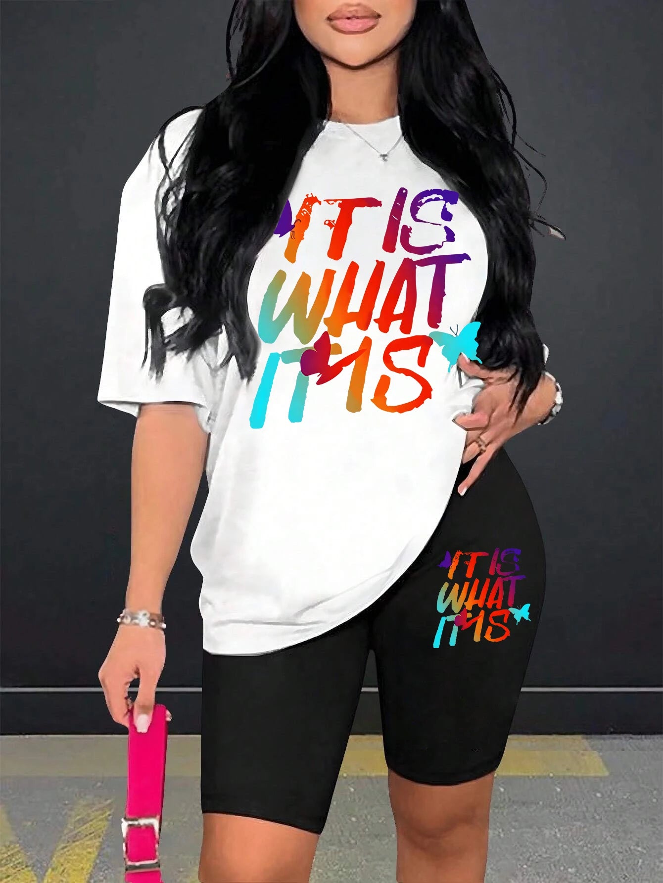 Colored Letters Printing Shirt & Shorts