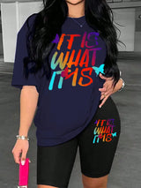 Colored Letters Printing Shirt & Shorts