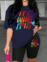 Colored Letters Printing Shirt & Shorts