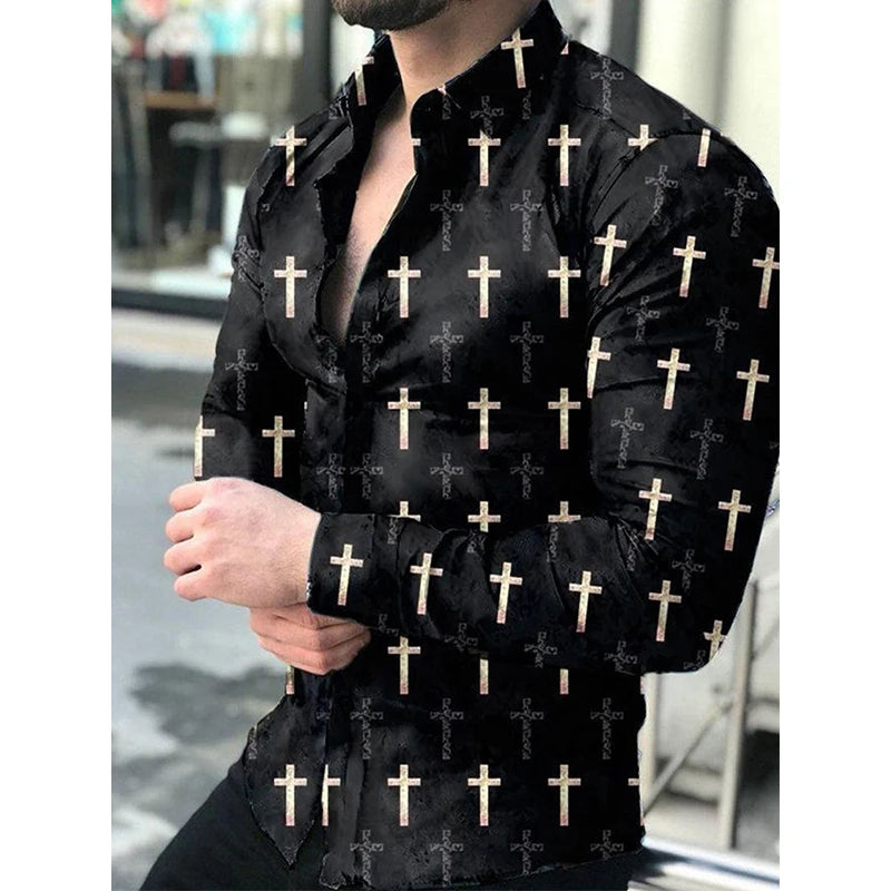 Luxury Newspaper Text Art Fashion Shirt