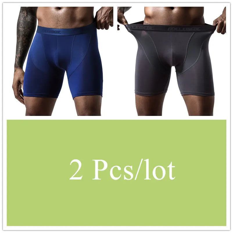 2pcs/Lot underpants leg up long boxer shorts man underwear panties for men pouch male trunks mesh calzoncillo hombre sexy boxers