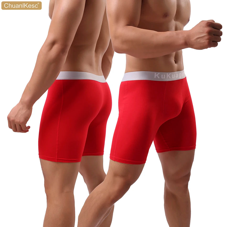Men's Underwear Pure Cotton Lengthened Boxer Pants Sports Sweat Absorbing Comfortable Fitness Pants To Prevent Abrasion Of Legs