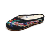 Embroidered Phoenix Women Cotton Close Slippers