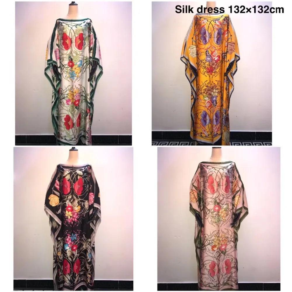 African Dresses For Women Plus Size Muslim Summer Silk Loose Cardigans Traditional Ramadan Long Duster Coat For Party