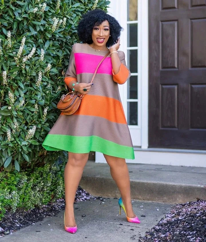 Dresses For Women African Clothes Africa Dress Rainbow Stripe Print Dashiki Clothing Ankara Plus Size Africa Woman