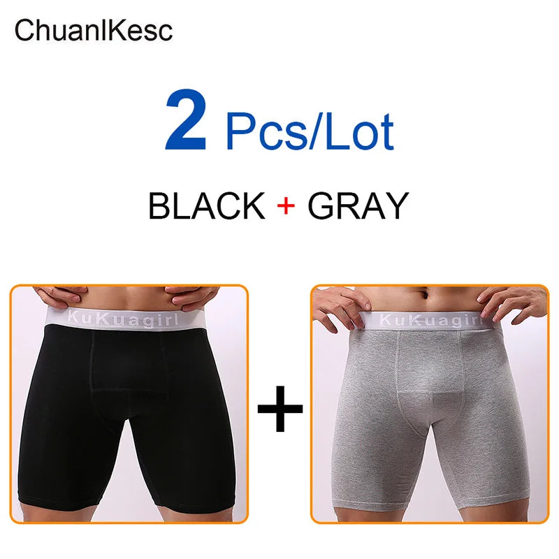 Men's Underwear Pure Cotton Lengthened Boxer Pants Sports Sweat Absorbing Comfortable Fitness Pants To Prevent Abrasion Of Legs