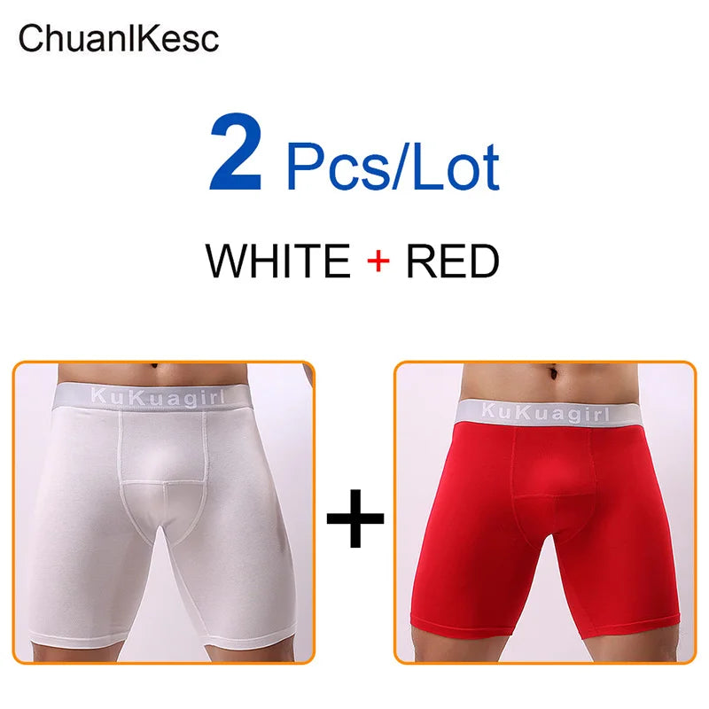 Men's Underwear Pure Cotton Lengthened Boxer Pants Sports Sweat Absorbing Comfortable Fitness Pants To Prevent Abrasion Of Legs