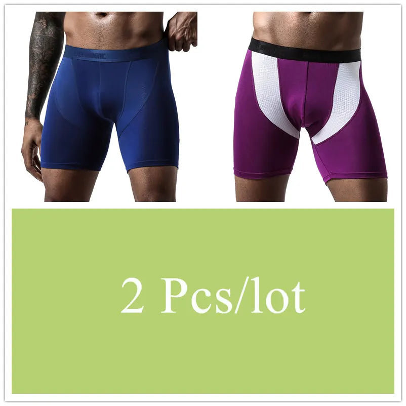 2pcs/Lot underpants leg up long boxer shorts man underwear panties for men pouch male trunks mesh calzoncillo hombre sexy boxers