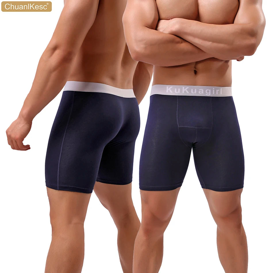 Men's Underwear Pure Cotton Lengthened Boxer Pants Sports Sweat Absorbing Comfortable Fitness Pants To Prevent Abrasion Of Legs