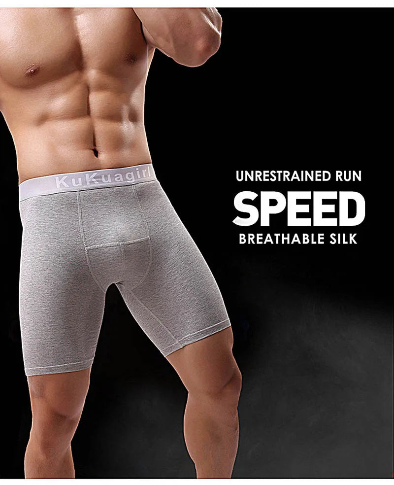 Men's Underwear Pure Cotton Lengthened Boxer Pants Sports Sweat Absorbing Comfortable Fitness Pants To Prevent Abrasion Of Legs
