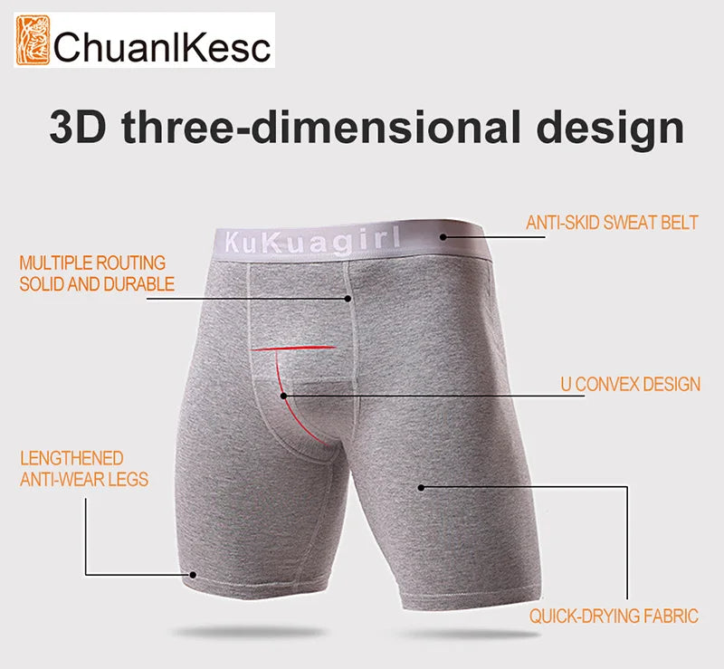 Men's Underwear Pure Cotton Lengthened Boxer Pants Sports Sweat Absorbing Comfortable Fitness Pants To Prevent Abrasion Of Legs