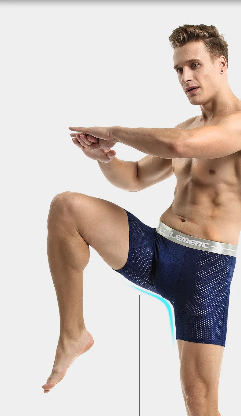 Mens Underwear Shorts Breathable Long Leg Underpants