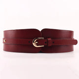 Waistband Female Vintage Genuine Leather Belt Buckles100% Cowskin Wide Belt For Women High Quality Ceinture Femme Elastic red