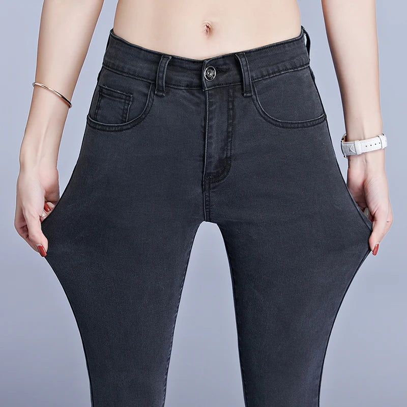 Woman High Elastic Stretch Denim Pants