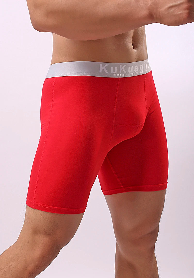 Men's Underwear Pure Cotton Lengthened Boxer Pants Sports Sweat Absorbing Comfortable Fitness Pants To Prevent Abrasion Of Legs