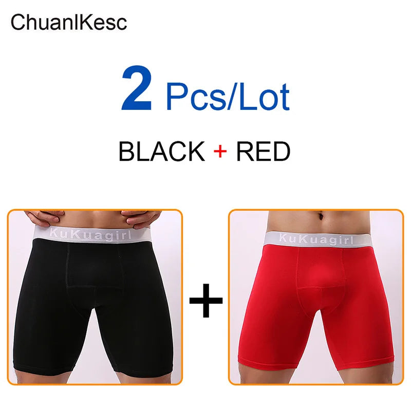 Men's Underwear Pure Cotton Lengthened Boxer Pants Sports Sweat Absorbing Comfortable Fitness Pants To Prevent Abrasion Of Legs