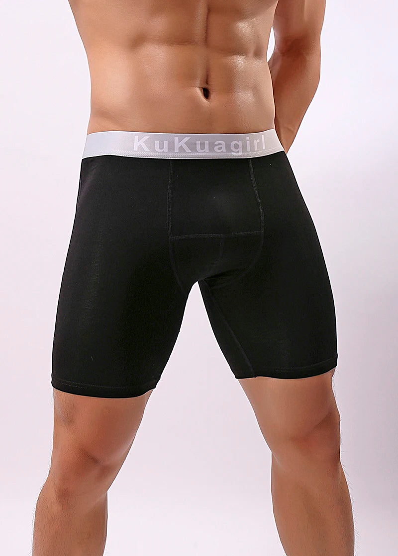 Men's Underwear Pure Cotton Lengthened Boxer Pants Sports Sweat Absorbing Comfortable Fitness Pants To Prevent Abrasion Of Legs