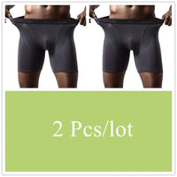 2pcs/Lot underpants leg up long boxer shorts man underwear panties for men pouch male trunks mesh calzoncillo hombre sexy boxers