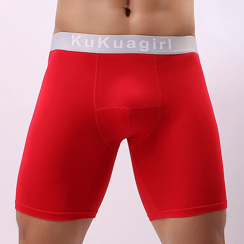 Men's Underwear Pure Cotton Lengthened Boxer Pants Sports Sweat Absorbing Comfortable Fitness Pants To Prevent Abrasion Of Legs