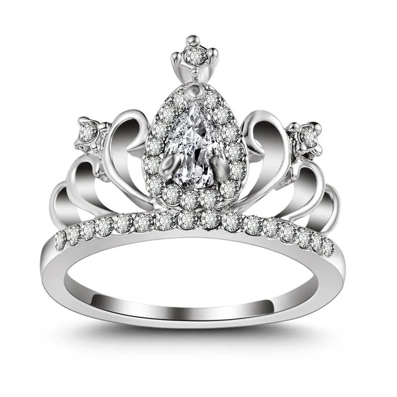 Elegant Crown Rhinestones Zircon Rings for Women Jewelry