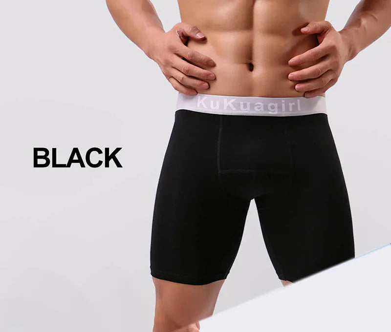 Men's Underwear Pure Cotton Lengthened Boxer Pants Sports Sweat Absorbing Comfortable Fitness Pants To Prevent Abrasion Of Legs