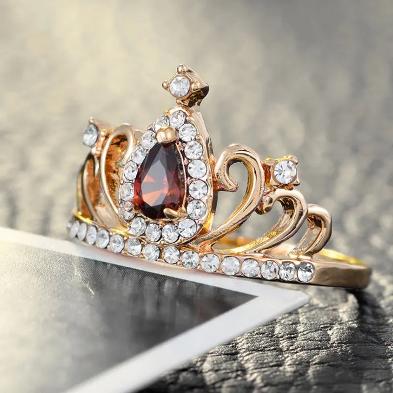 Elegant Crown Rhinestones Zircon Rings for Women Jewelry