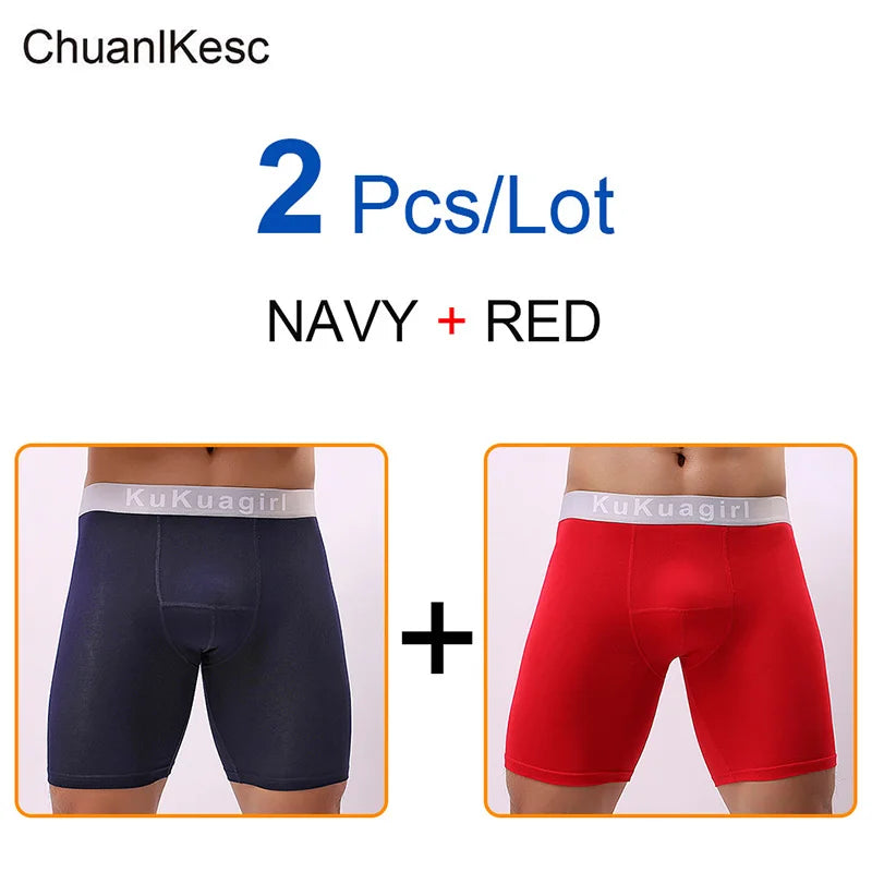 Men's Underwear Pure Cotton Lengthened Boxer Pants Sports Sweat Absorbing Comfortable Fitness Pants To Prevent Abrasion Of Legs