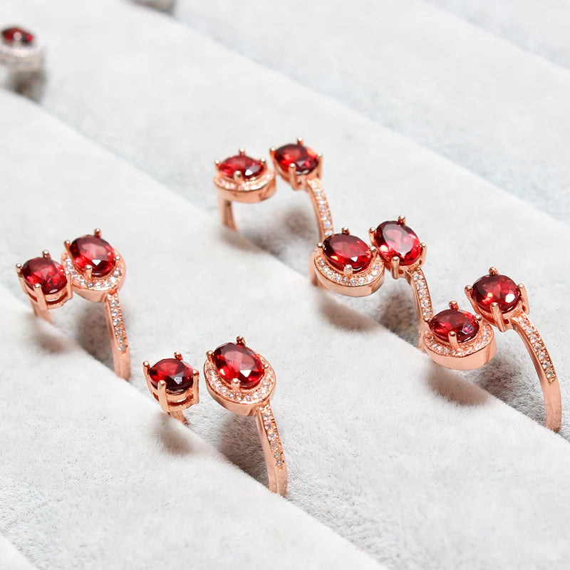 Natural Real Garnet Ring 925