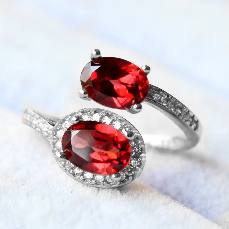 Natural Real Garnet Ring 925