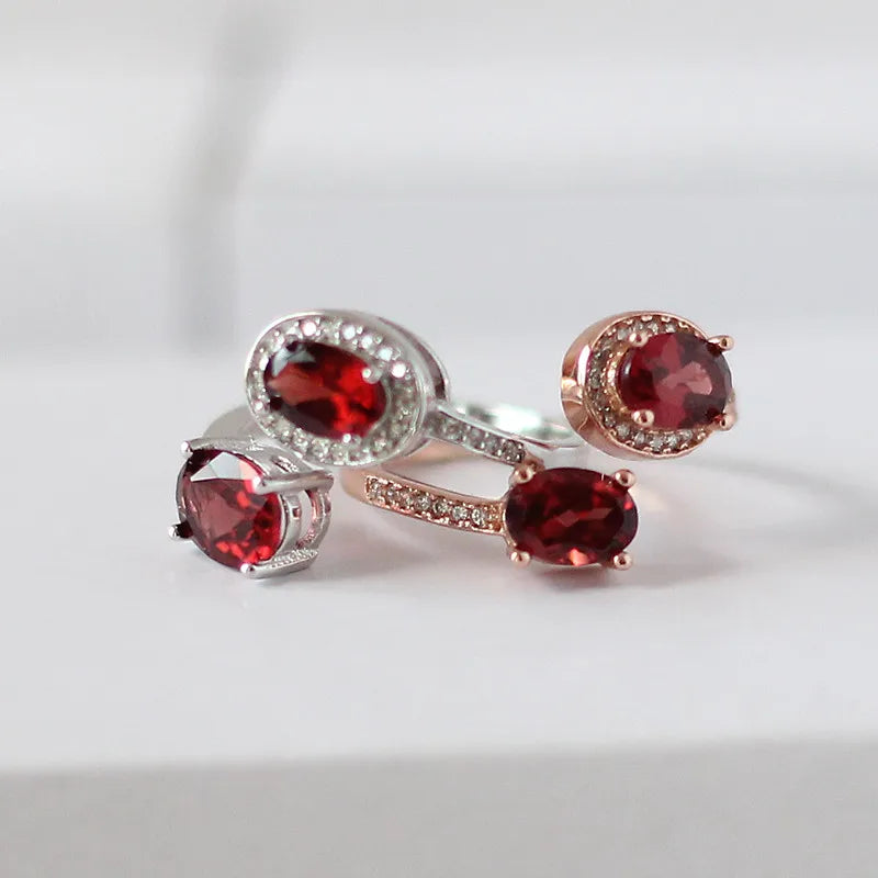 Natural Real Garnet Ring 925