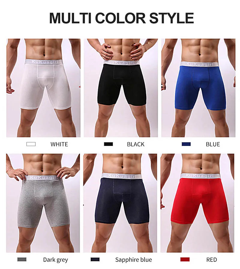 Men's Underwear Pure Cotton Lengthened Boxer Pants Sports Sweat Absorbing Comfortable Fitness Pants To Prevent Abrasion Of Legs