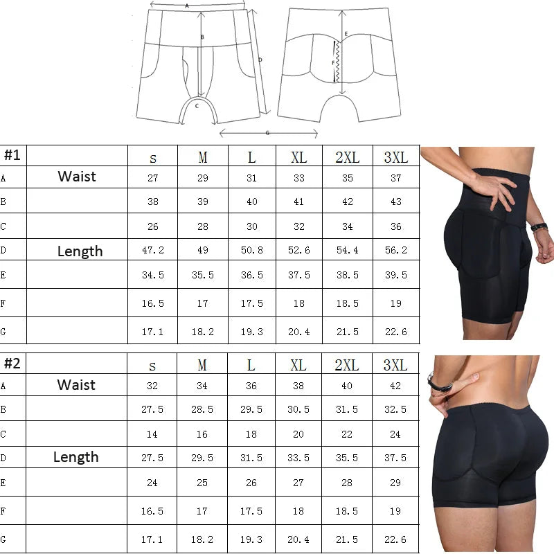 Mens Boxers Underwear Black Padded Butt Enhancer Booty Booster Molded Boyshort Underwear Boxer S-3XL