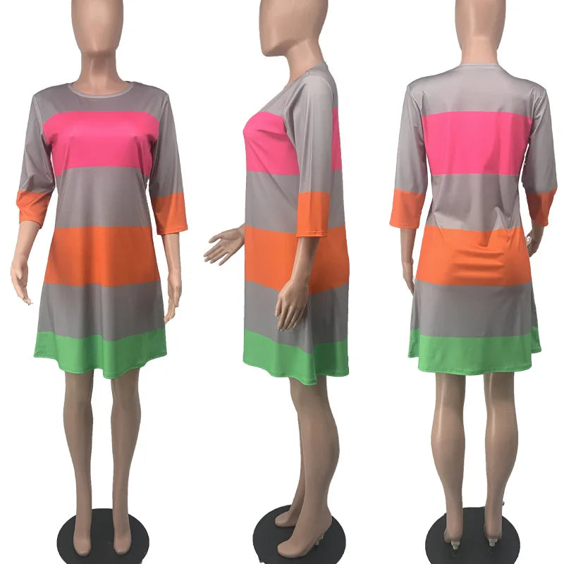 Dresses For Women African Clothes Africa Dress Rainbow Stripe Print Dashiki Clothing Ankara Plus Size Africa Woman