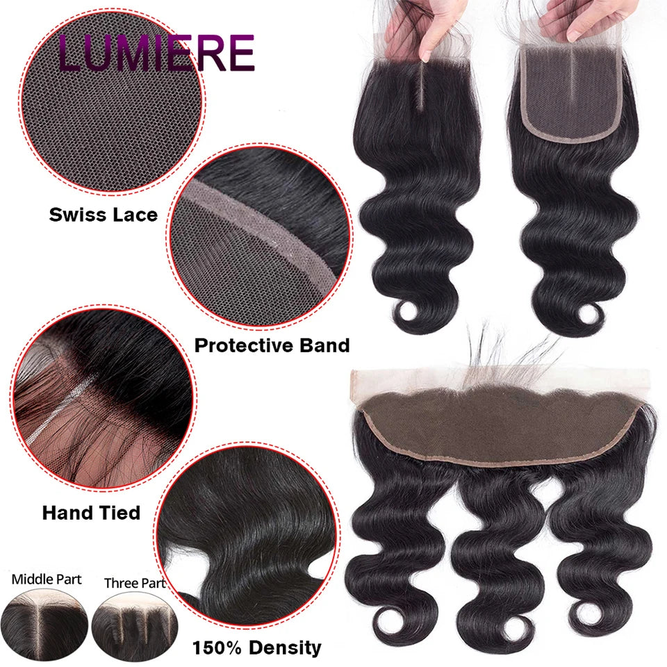 30-40inch Body Wave Human Hair Bundles with Closure