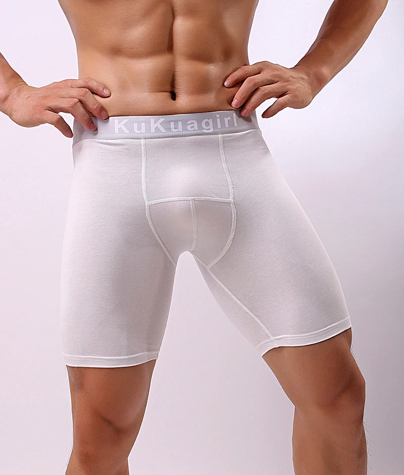 Men's Underwear Pure Cotton Lengthened Boxer Pants Sports Sweat Absorbing Comfortable Fitness Pants To Prevent Abrasion Of Legs