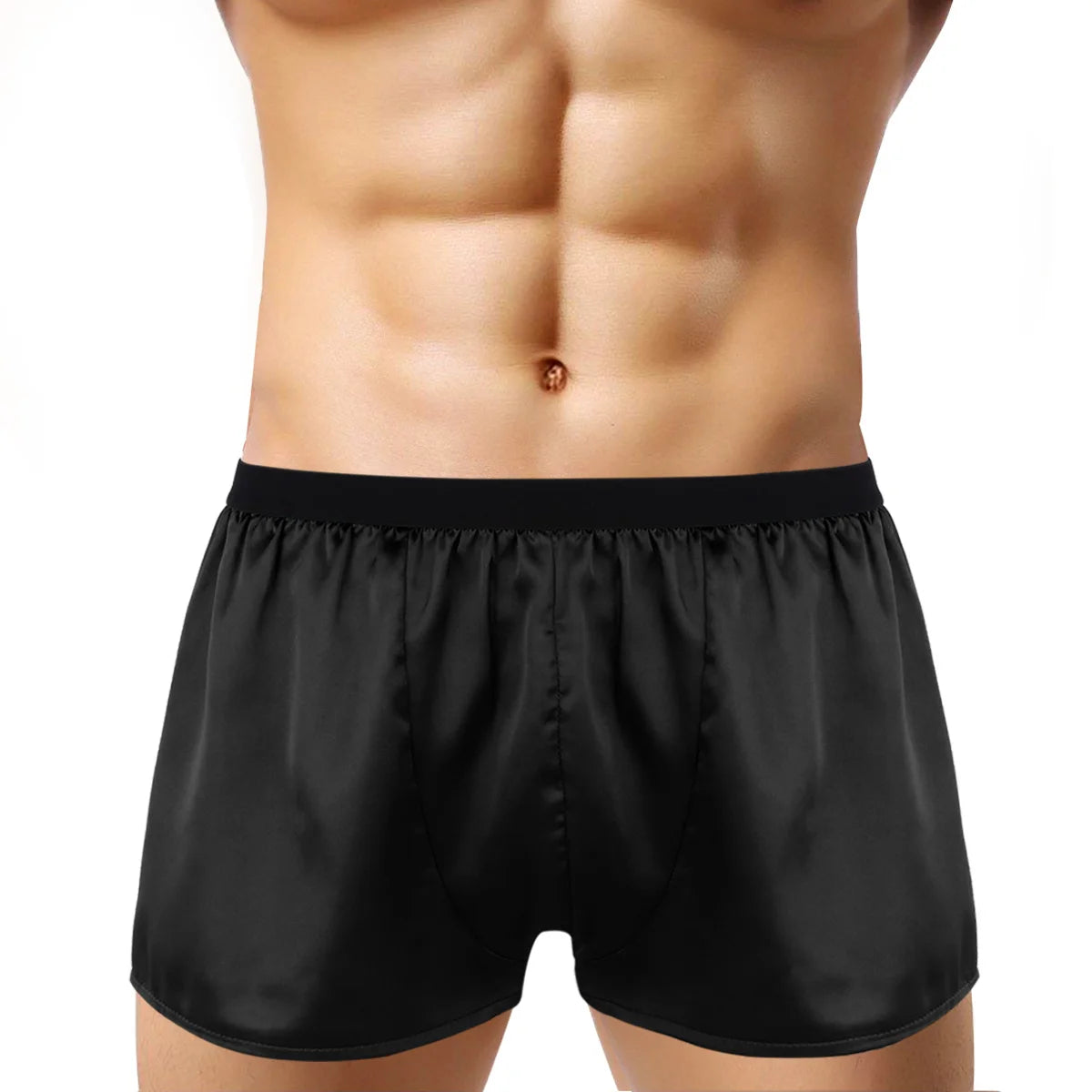 Men's Boxer Briefs Trunks Underwear Silk Satin Basic Boxers Shorts Underpants Lightweight Loose Sports Short Pants for Man