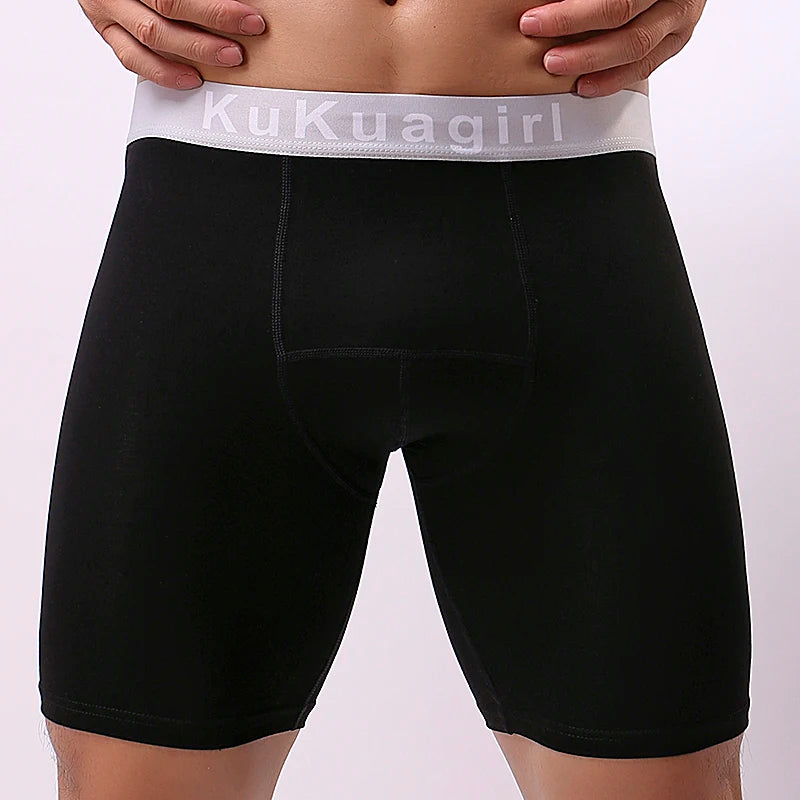 Men's Underwear Pure Cotton Lengthened Boxer Pants Sports Sweat Absorbing Comfortable Fitness Pants To Prevent Abrasion Of Legs