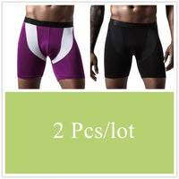 2pcs/Lot underpants leg up long boxer shorts man underwear panties for men pouch male trunks mesh calzoncillo hombre sexy boxers