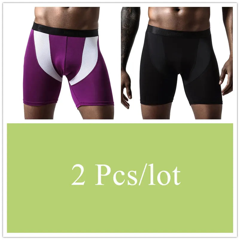 2pcs/Lot underpants leg up long boxer shorts man underwear panties for men pouch male trunks mesh calzoncillo hombre sexy boxers