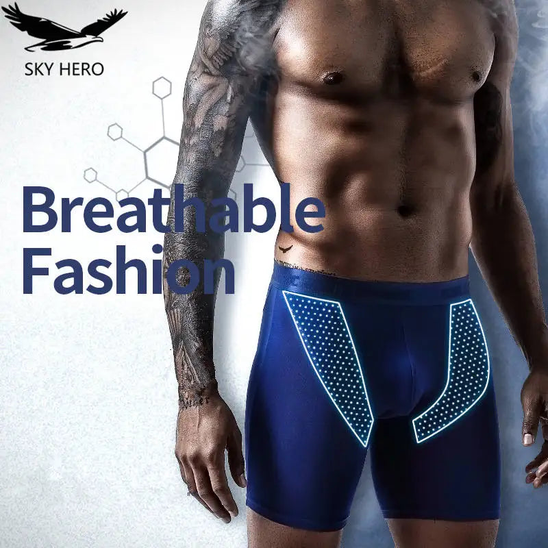 2pcs/Lot underpants leg up long boxer shorts man underwear panties for men pouch male trunks mesh calzoncillo hombre sexy boxers