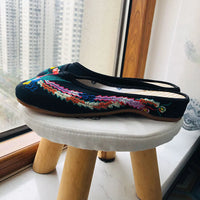 Embroidered Phoenix Women Cotton Close Slippers