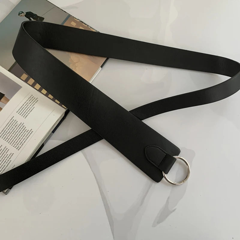 120cm Female Fashion Circle Belt Wide Black Belt for Women Geometric Knot Waistband Waist Dress Coat Clothing Decoration